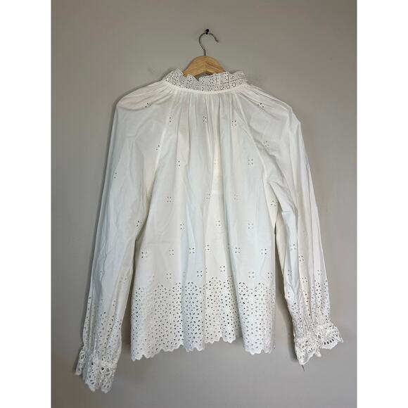 NWT Ulla Johnson Alora Longsleeve Eyelet Embroidered Blouse Top White Size: 10 - Picture 7 of 8